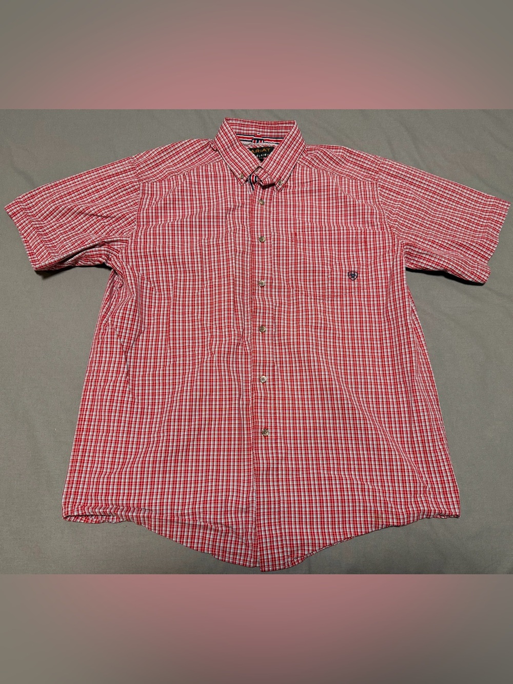 Ariat Pro Series Shirt Button Down Short Sleeve Plaid Western Men’s Large